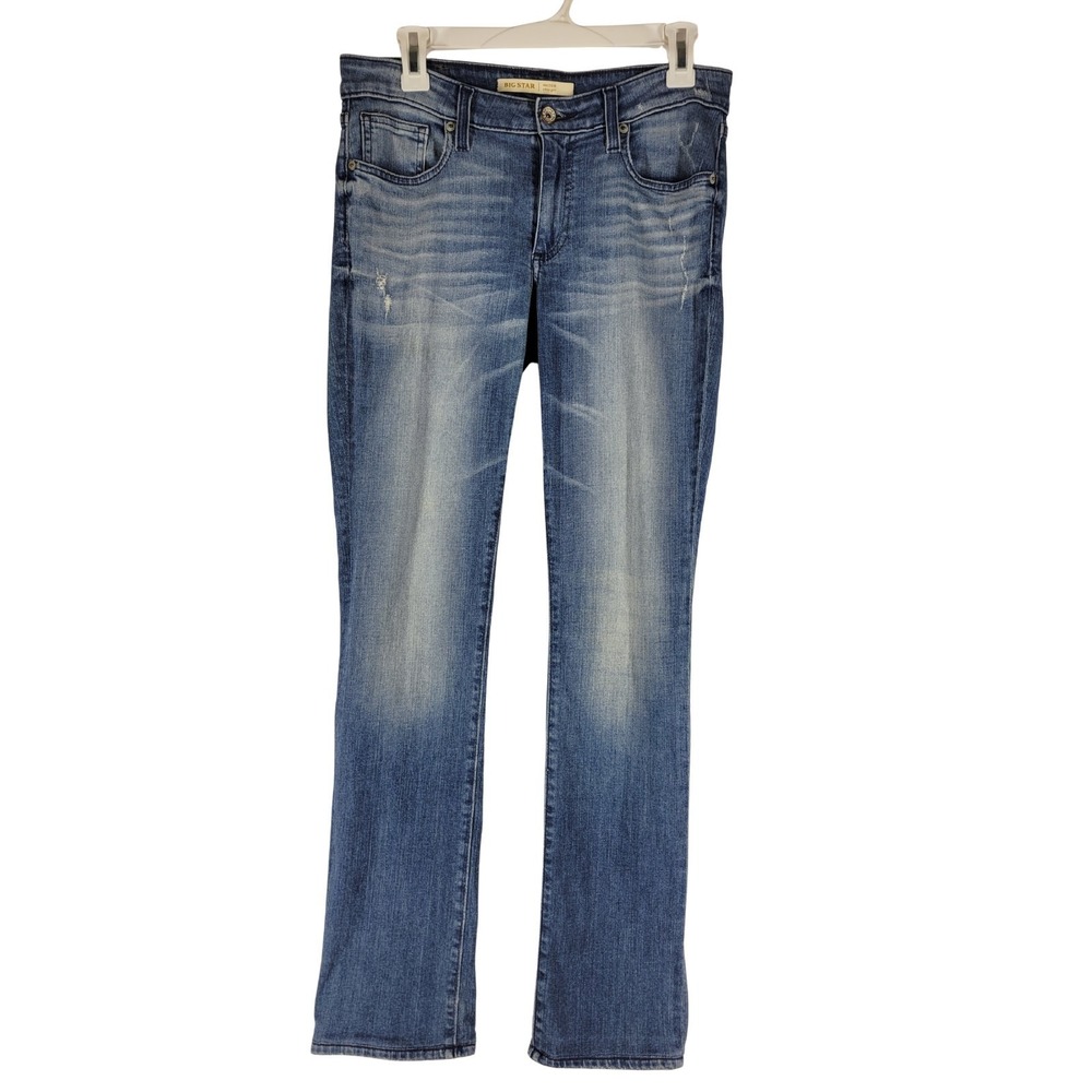 Big Star Maddie Mid Rise Straight Jeans Women's 26 Blue Denim Distressed Y2K